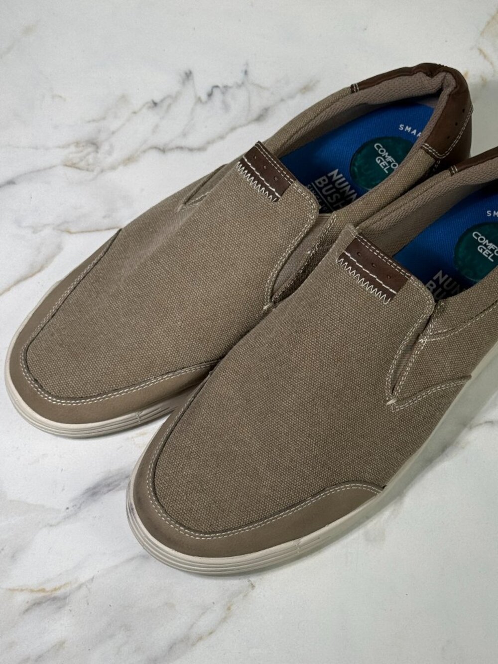 Nunn Bush KORE City Walk Canvas Loafers Mens Slip On Shoes Cement Size 11 Wide